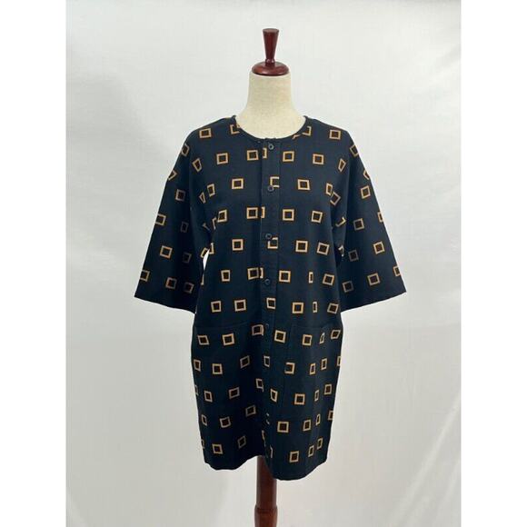 ACE & JIG Sz XXS Nova Dress Quad Black Mustard Gold Tunic Button Shirt Dress NWT - Picture 6 of 10